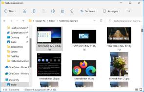 Verschiedenartige Bilddateien in der Vorschau im Datei-Explorer 