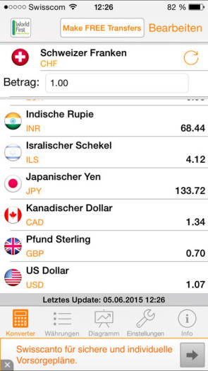 Screenshot Währungsrechner