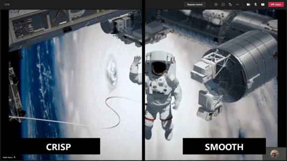 In Teams zeigt jemand ein Bild eines Astronauten 
