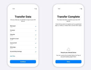 iOS-Screenshots zum Datentransfer 