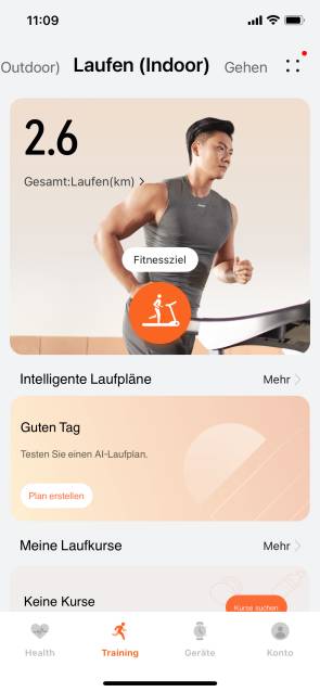 Die Huawei-Health-App mit Trainingsprogramm "Laufen"