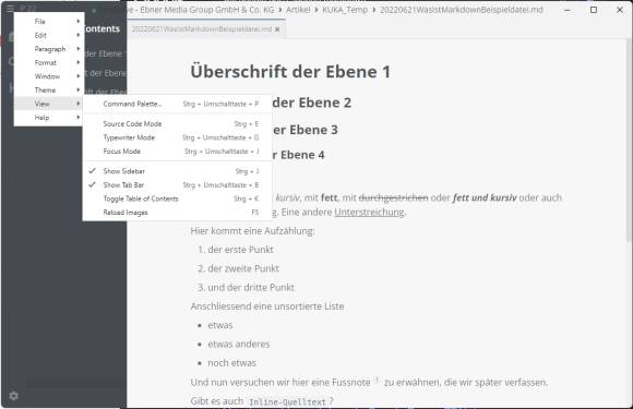 Der Markdown-Editor Marktext