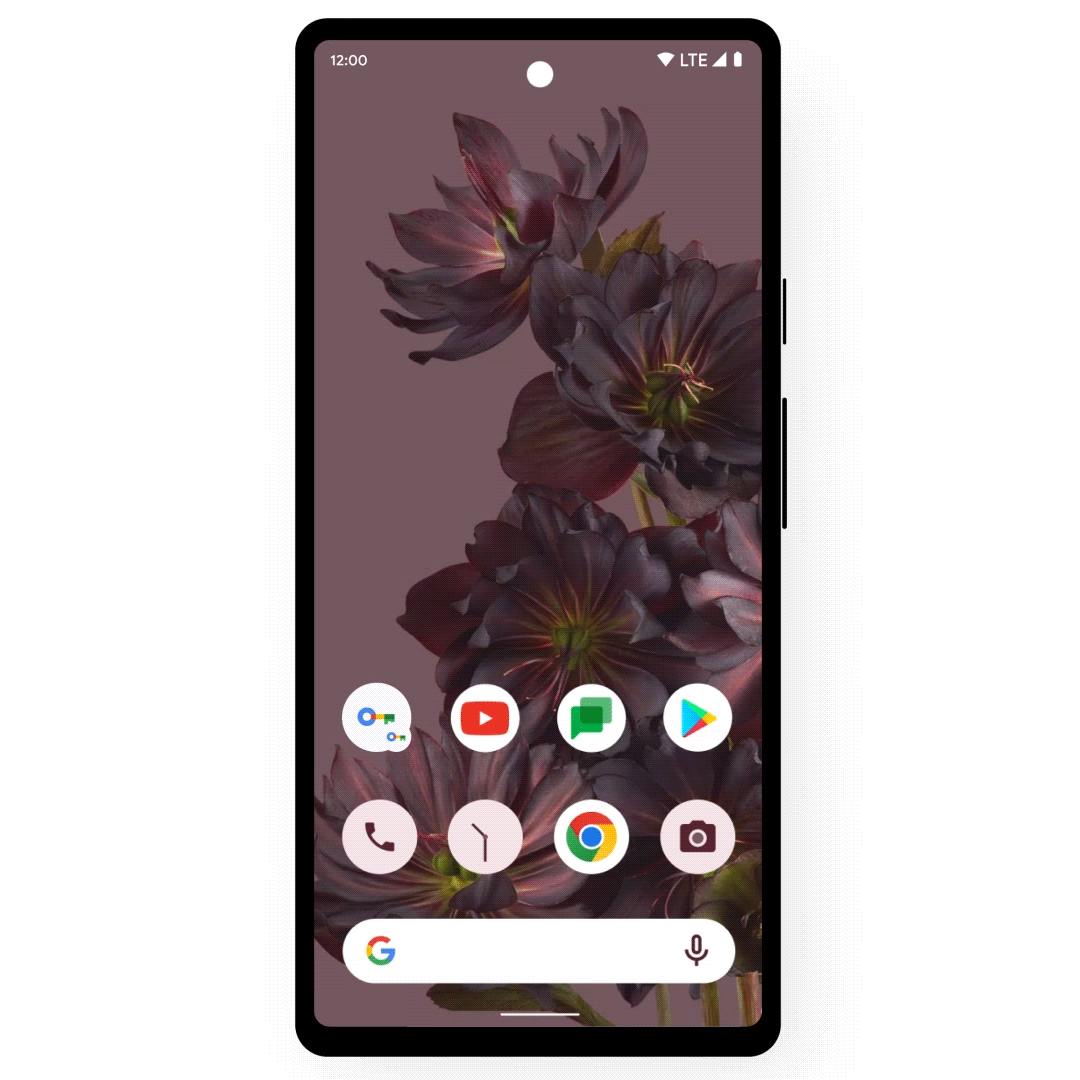 Animiertes GIF zeigt die Verknüpfung auf dem Android-Startbildschirm