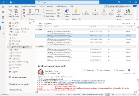 Outlook mit Synchronisierungsfehlern 