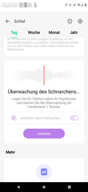 Die App für die Schnarchrisikobewertung