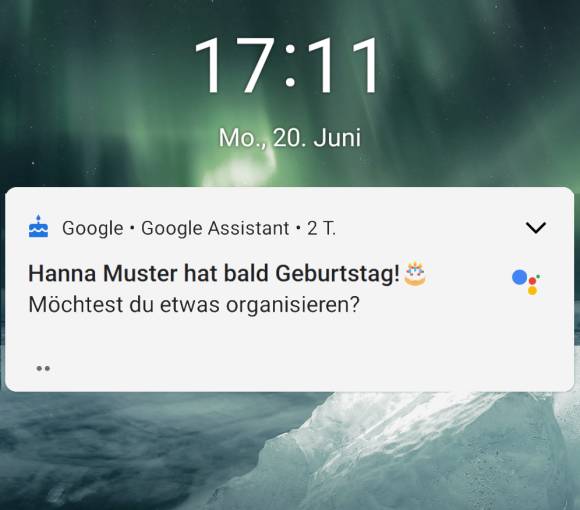 So sieht die Geburtstagserinnerung des Google Assistant aus 