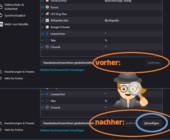 Suchmaschinen-Verwaltung im Firefox, vor und nach Umsetzung des Tipps