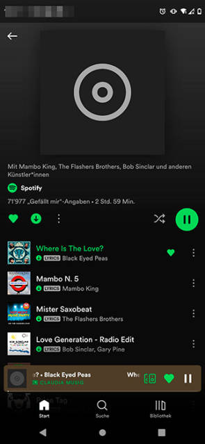 Die Spotify-App auf einem Smartphone