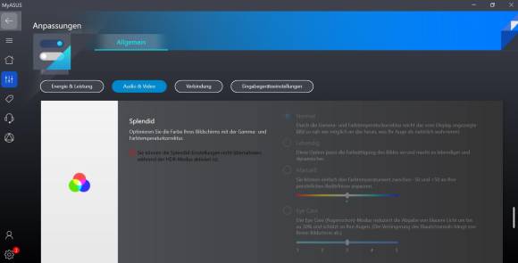 Screenshot der App MyAsus Splendid