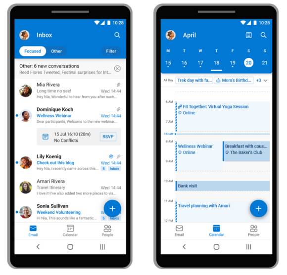 Outlook Lite auf einem Smartphone 