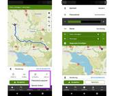 Zwei Komoot-App-Screenshots auf einem Android-Gerät