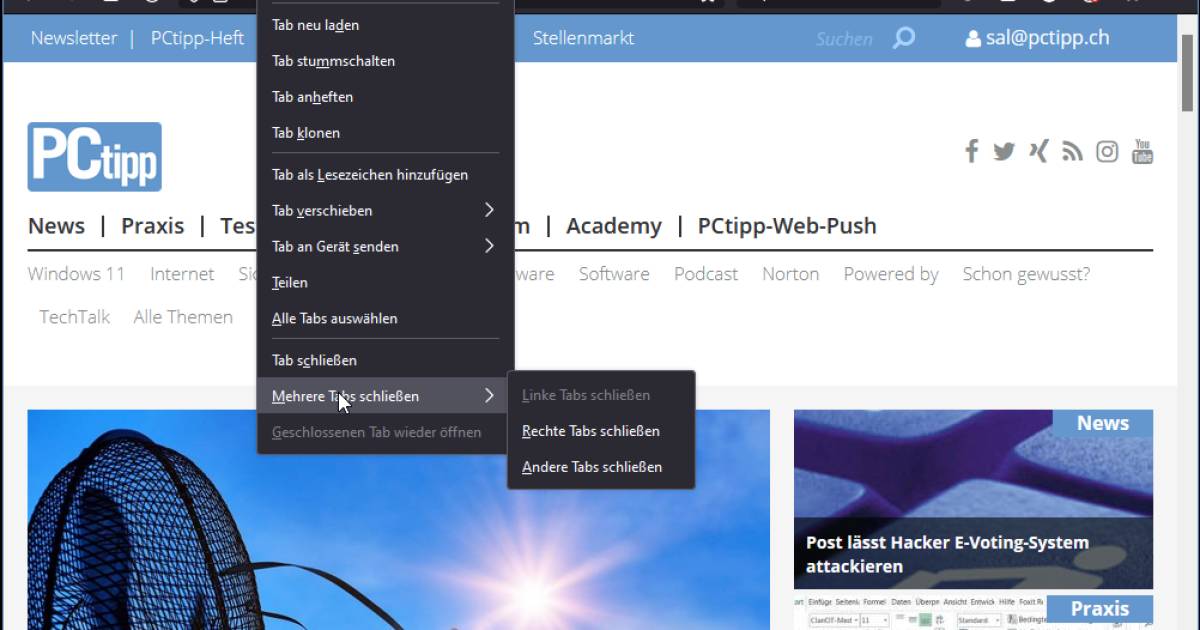 Schnell Browser-Tabs aufräumen - pctipp.ch