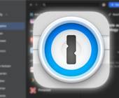 Im Hintergrund ist unscharf die Oberfläche der Software 1Password zu sehen; im Vordergrund steht das Programmsymbol