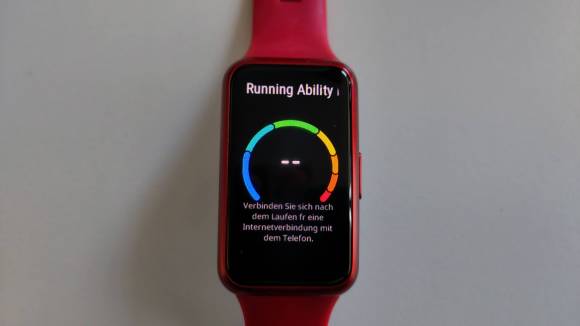Huawei Band 7 zeigt eine Skala mit dem Running Ability Index