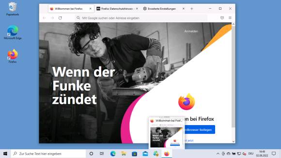 Screenshot vorher. Nur eine Tab-Vorschau
