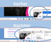 Vorschauen in der Taskleiste, vorher und nachher