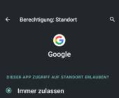 Beispiel der Google-App, die hier beim Standort auf 