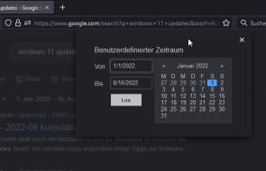 Kalender-Steuerelement zur Datumsauswahl in der Google-Suche 