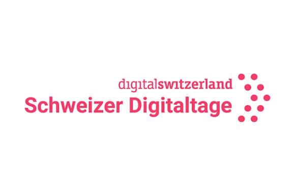 Schriftzug der Schweizer Digitaltage (in Rot auf Weiss) 