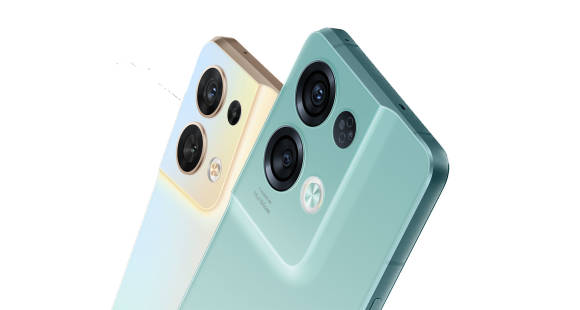 Das Oppo Reno 8 und 8 Pro, in den Farben "Shimmer Gold" und "Glazed Green"