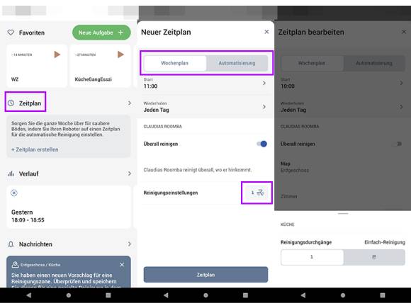 Zeitplan erstellen in der Roomba-App auf dem Smartphone 