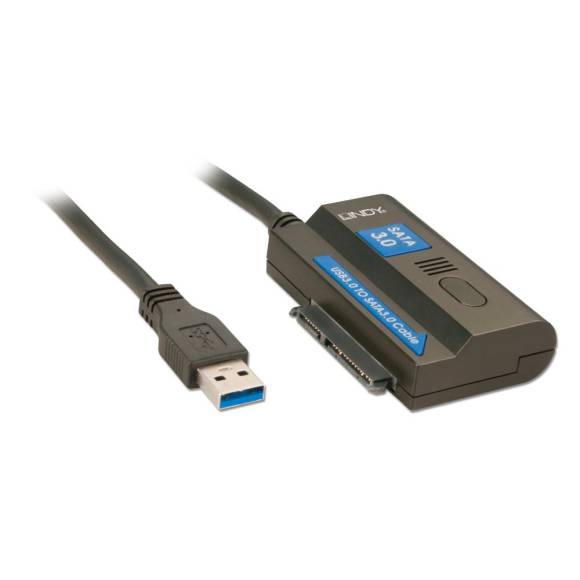 Symbolbild zeigt einen USB-zu-SATA-Adapter nach altem 3.0-Standard mit USB-A-Stecker 