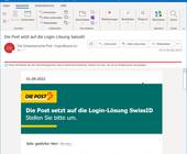 Screenshot der Mail, mit der die Post über die SwissID-Umstellung informiert