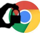 Google-Chrome-Logo und ein Vorhängeschloss
