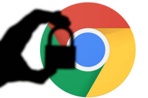 Google-Chrome-Logo und ein Vorhängeschloss 