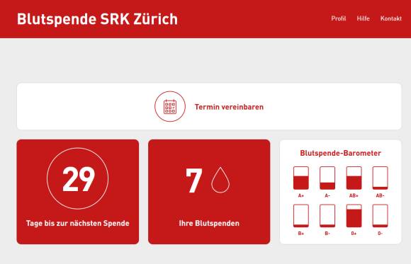 Web-App Blutspende SRK Zürich 