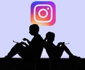 Symbolbild zeigt die Silhouette zweier Kinder, im Hintergrund ein Instagram-Logo