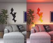Nanoleaf an der Wand, einmal aus- und einmal eingeschaltet