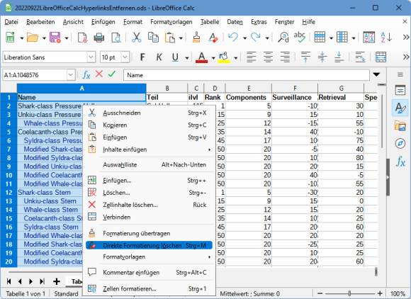 Screenshot aus LibreOffice Calc