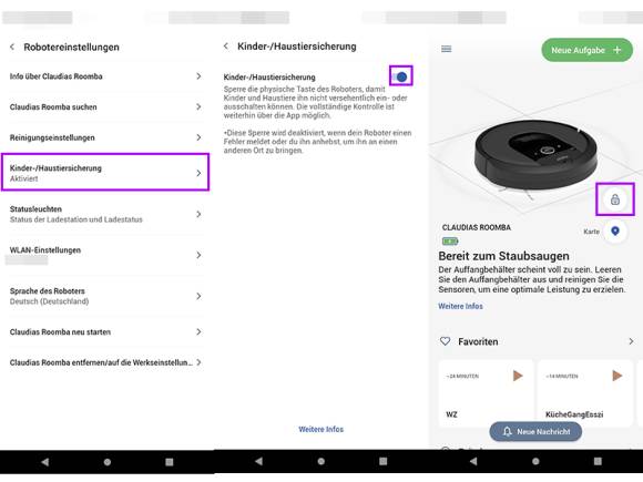 Die Einstellungen in der Roomba-App 