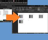 Eine kleine Excel-Tabelle, daneben ein Word-Fenster mit Strichcodes