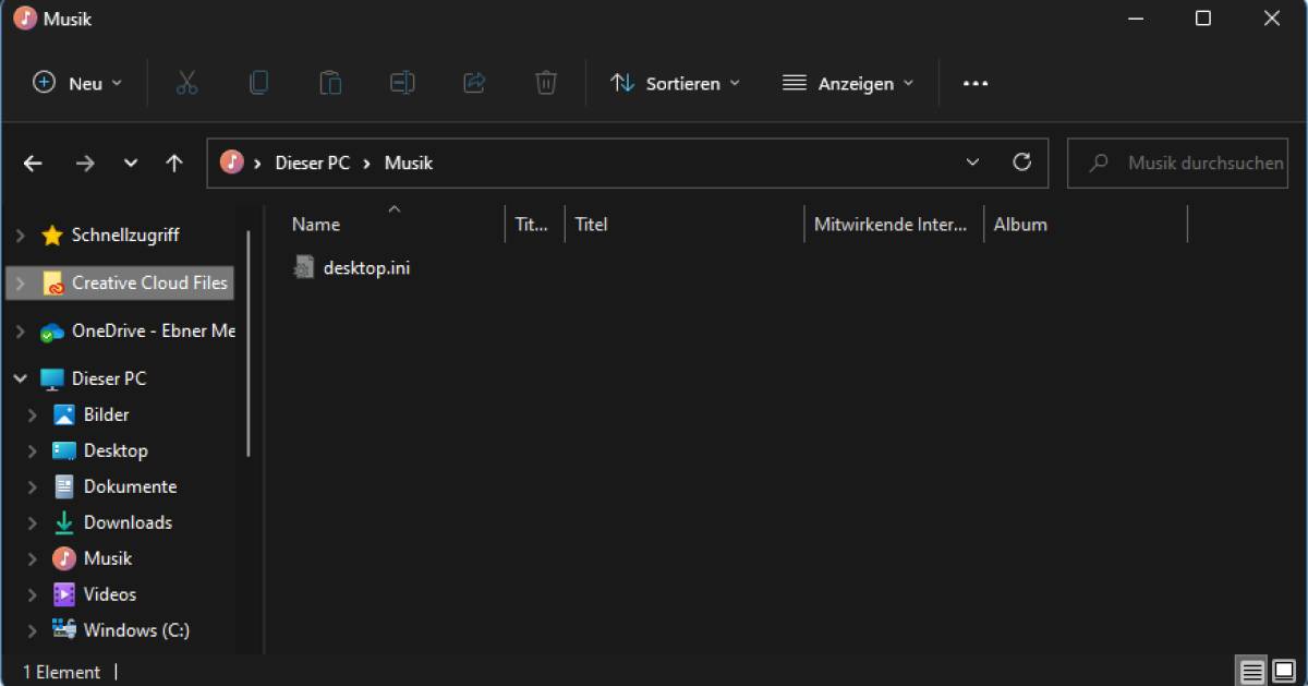 Adobes «Creative Cloud Files»-Eintrag aus dem Explorer entfernen