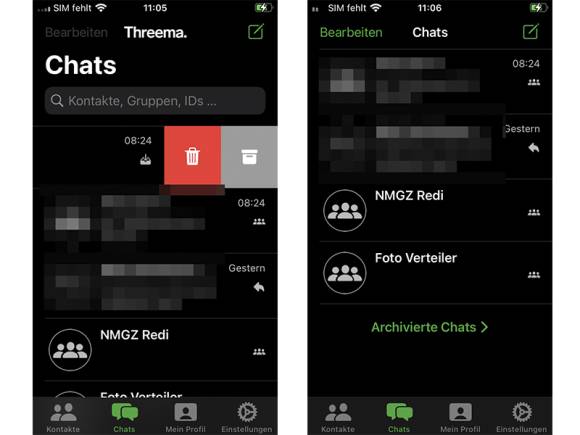 Threema für iOS mit der Archivierfunktion