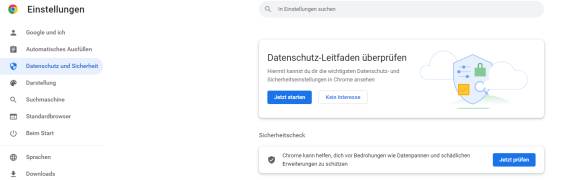 Datenschutz-Leitfaden in Google Chrome 