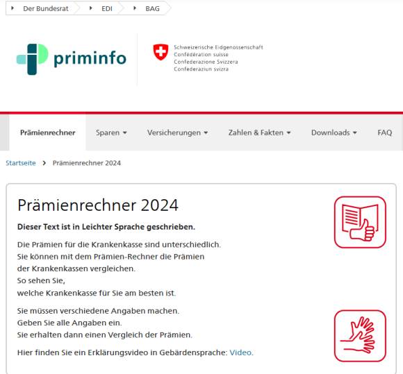 Prämienrechner 2023 des Bundes 