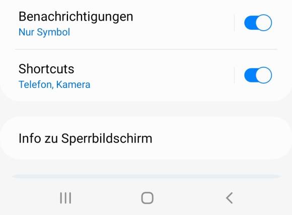 Android-Einstellung zu den Shortcuts auf dem Sperrbildschirm