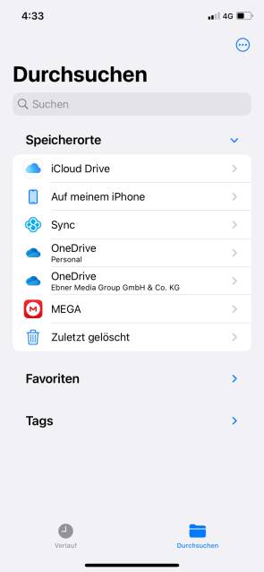 Dateien-App auf dem iPhone