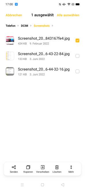 Die Kopier- und anderen Dateifunktionen auf dem Oppo-Smartphone