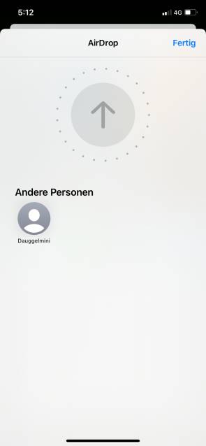 Die AirDrop-Funktion auf einem iPhone