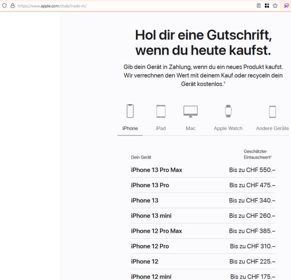 Screenshot Apple Trade In