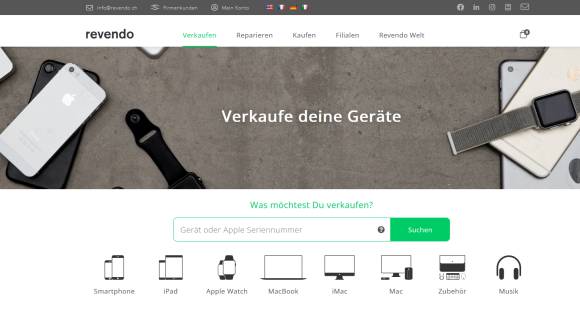 Screenshot Revendo-Webseite