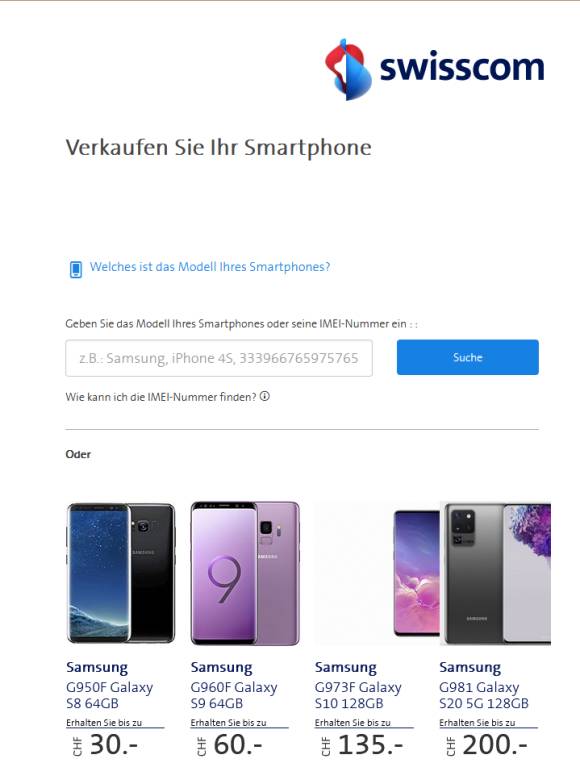 Screenshot Swisscom Buyback-Infos