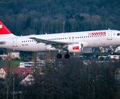 Eine Swiss-Maschine im Landeanflug