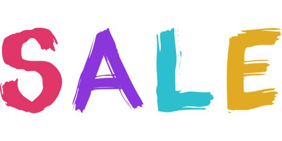 Bunter Schriftzug mit dem englischen Wort "sale" 