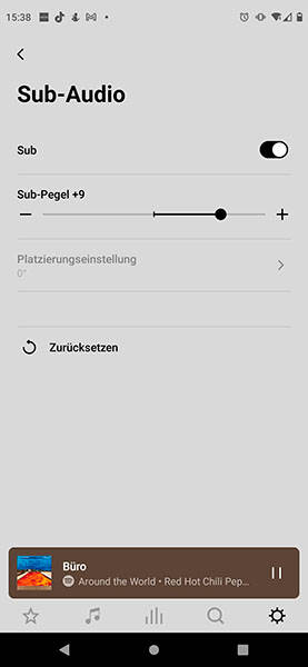 Ja, in der Sonos-App können Sie den Pegel des Sub Mini erhöhen. Dabei ist jedoch Zurückhaltung empfohlen Sonos-App-Einstellungen