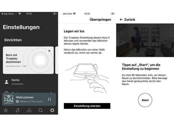 Screenshots aus der Sonos-App für iOS 